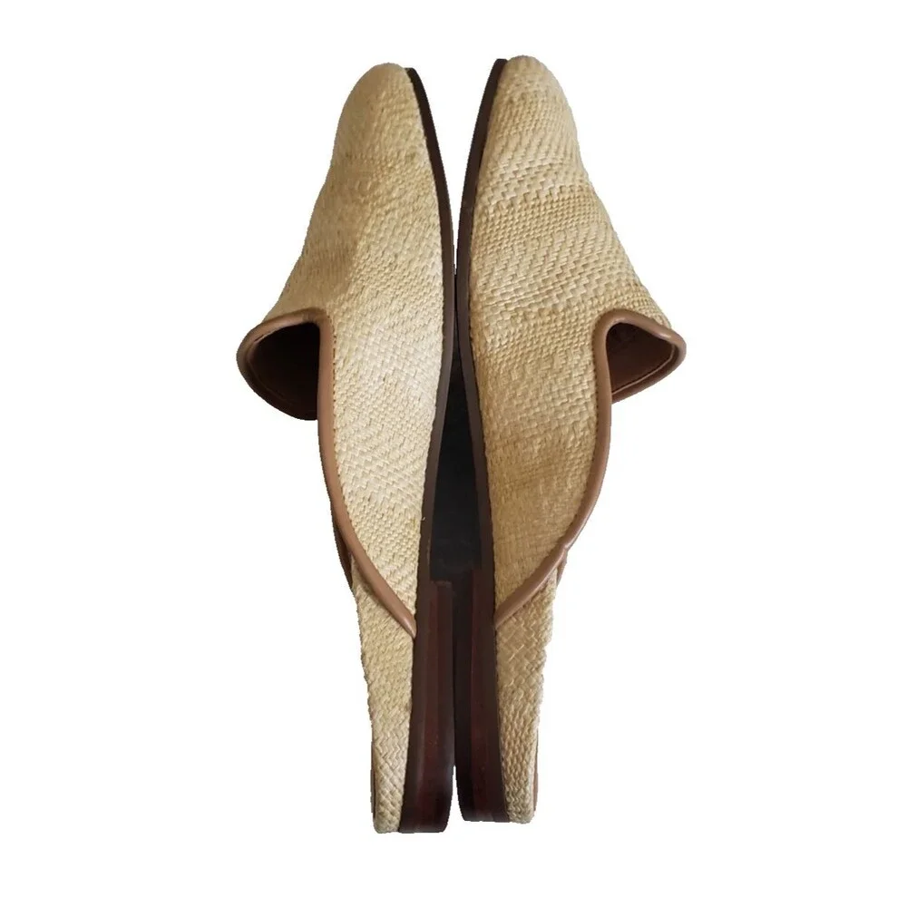 Vionic Willa Mule Raffia Slip-On Loafers Beige Women's Size 8.5
